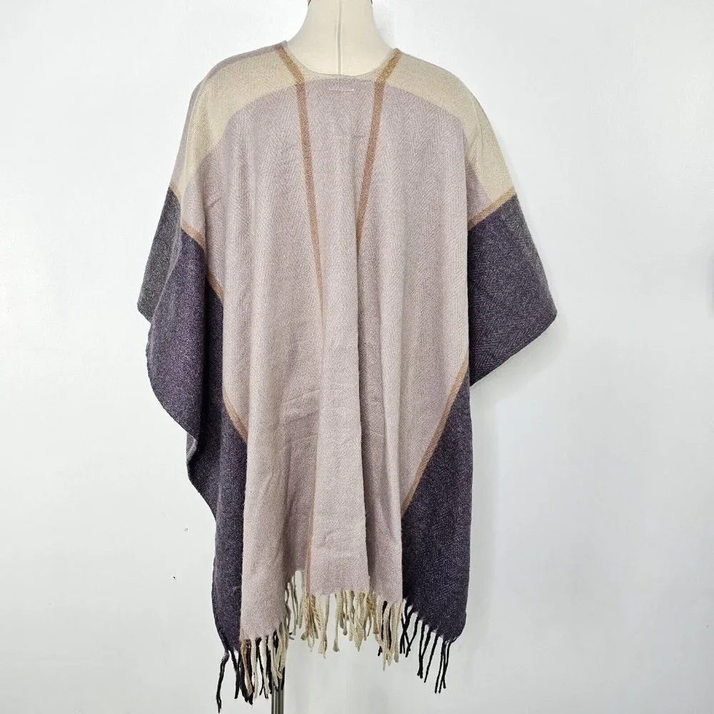 Woolrich Multicolor Plaid Rectangular Fringe Cozy Blanket Wrap One Size Gray Tan